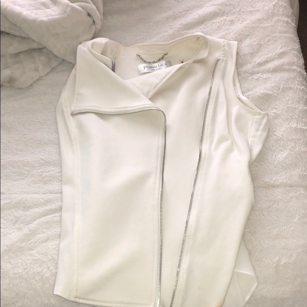 Patrizia Luca Milano white zip up blouse